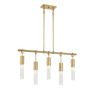 Chelsea 5-Light Linear Chandelier in Warm Brass