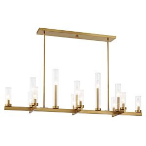 Carina 13-Light Linear Chandelier in Warm Brass