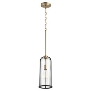 Espy 1-Light Pendant in Textured Black w with Aged Brass