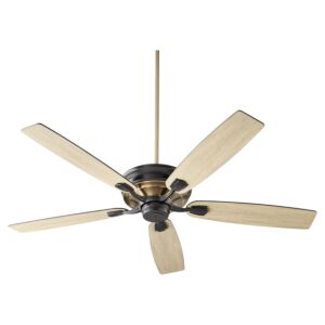 Gamble 60" Hanging Ceiling Fan in Textured Black w with Aged Brass