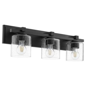 5369 Vanities 3-Light Bathroom Vanity Light in Textured Black w with Clear/Seeded