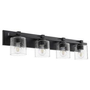 5369 Vanities 4-Light Bathroom Vanity Light in Textured Black w with Clear/Seeded