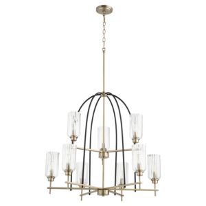 Espy 9-Light Chandelier in Textured Black w with Aged Brass