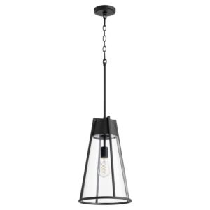 Pylon Pendants 1-Light Pendant in Textured Black w with Clear