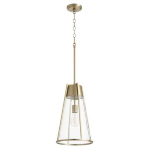 Pylon Pendants 1-Light Pendant in Aged Brass w with Clear