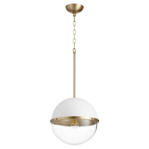 Sphere Pendants 1-Light Pendant in Studio White w with Aged Brass