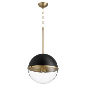 Sphere Pendants 1-Light Pendant in Textured Black w with Aged Brass