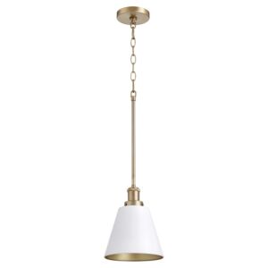 877 Cone Pendants 1-Light Pendant in Studio White w with Aged Brass