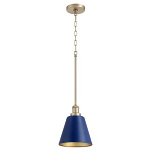 877 Cone Pendants 1-Light Pendant in Blue w with Aged Brass