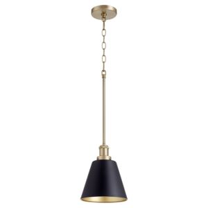 877 Cone Pendants 1-Light Pendant in Textured Black w with Aged Brass