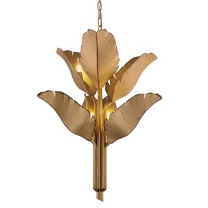 Banana Leaf 6-Light Chandelier in Gold