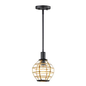 Heirloom 1-Light Mini Pendant in Black with Burnished Brass