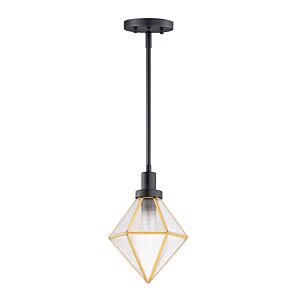 Adorn 1-Light Pendant in Black with Burnished Brass