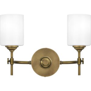 Aria 2-Light Bathroom Vanity Light in Weathered Brass