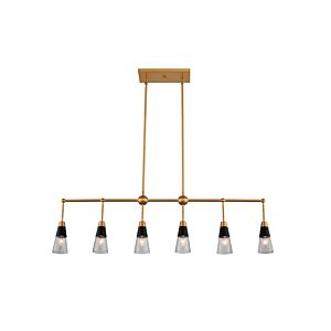 Ponti 6-Light Island Pendant in Matte Black w New Brass