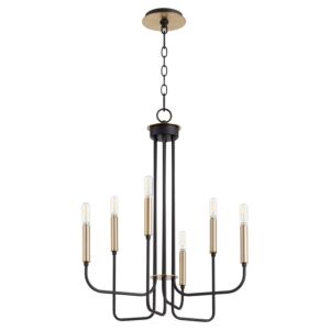 Hope 6-Light Chandelier in Textured Black w with Aged Brass