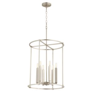 Olympus 6-Light Entry Pendant in Satin Nickel