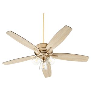 Breeze 3-Light 52" Hanging Ceiling Fan in Aged Brass