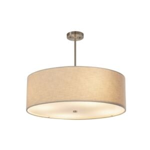 Textile 6-Light Drum Pendant in Pewter, Nickel, Silver