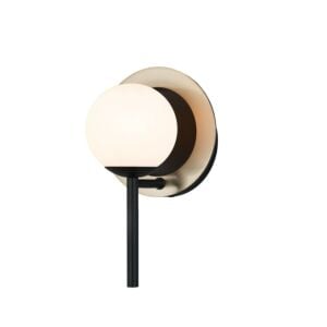 Fusion 1-Light Wall Sconce in Matte Black w with Brass Ring