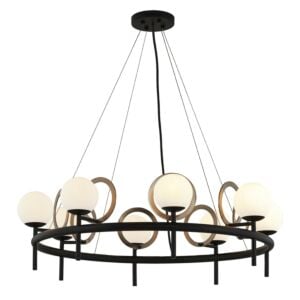 Fusion 8-Light LED Chandelier in Matte Black w with Brass Ring