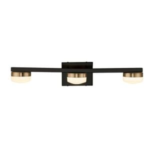 Fusion LED Bathroom Vanity Light Bar in Matte Black w with Brass