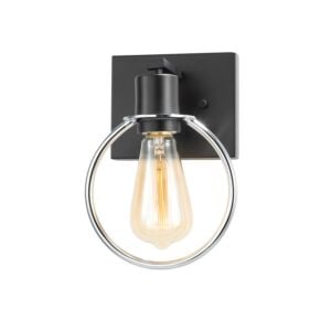 Volta 1-Light Wall Sconce in Matte Black w with Chrome Ring