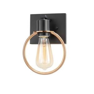 Volta 1-Light Wall Sconce in Matte Black w with Brass Ring