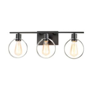 Volta 3-Light Bathroom Vanity Light Bar in Matte Black w with Chrome Ring