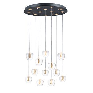 Newton 12-Light LED Pendant in Black with Gold