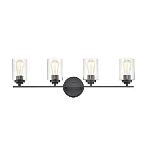 4-Light Bathroom Vanity Light in Matte Black