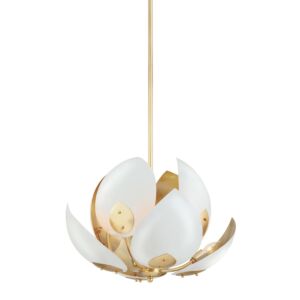 Lotus 8-Light Chandelier in Gold Leaf with White