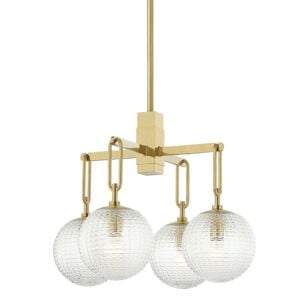 Jewett 4-Light Chandelier in Aged Brass