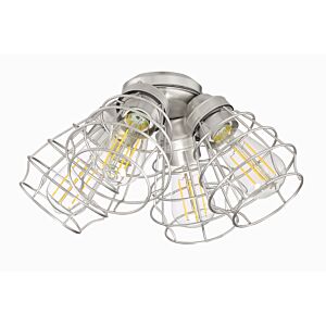 Craftmade 4 Light Universal Fan Light Kit in Brushed Polished Nickel with Cage Shade