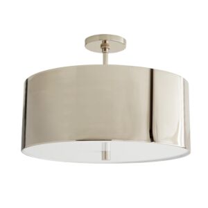 Tarbell 3-Light Semi-Flush Mount in Polished Nickel