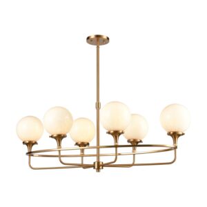 Beverly Hills 6-Light Linear Chandelier in Satin Brass