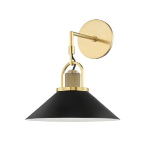 Syosset 1-Light Wall Sconce in Aged Brass with Black