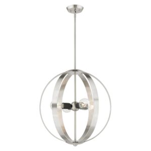 Modesto 4-Light Chandelier in Brushed Nickel w with Blacks