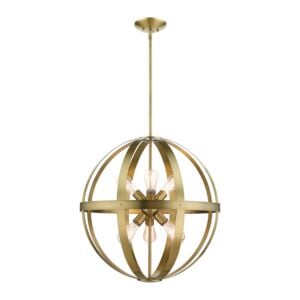 Stoneridge 6-Light Chandelier in Antique Brass w with Satin Brasss