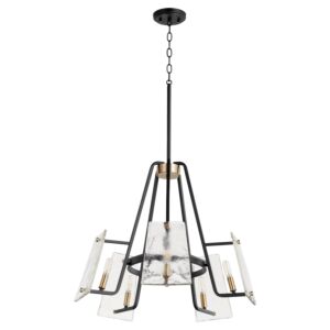 Tioga 5-Light Chandelier in Textured Black w with Aged Brass