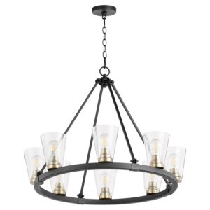 Paxton 8-Light Chandelier in Textured Black w with Aged Brass