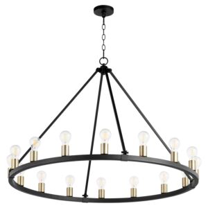 Paxton 16-Light Chandelier in Textured Black w with Aged Brass