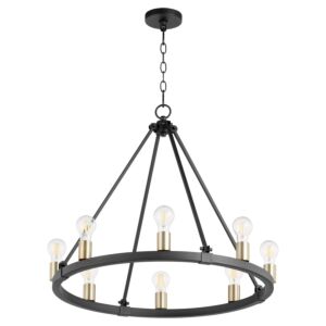 Paxton 8-Light Chandelier in Textured Black w with Aged Brass