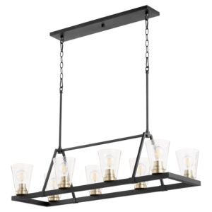 Paxton 8-Light Chandelier in Textured Black w with Aged Brass