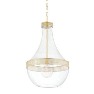 Hagen 1-Light Pendant in Aged Brass