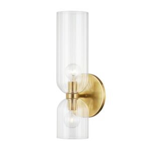 Sayville 2-Light Wall Sconce in Aged Brass