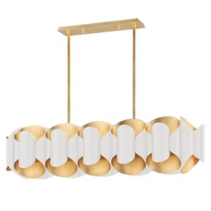 Banks 12-Light Island Pendant in Gold Leaf with White