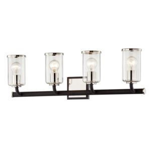 Aeon 4-Light Bathroom Vanity Light and Vanity in Textured Black & Polish Nickel