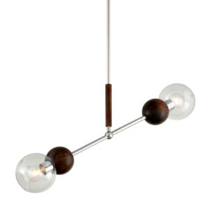 Arlo 2-Light Linear Pendant in Polished Ss and Natural Acacia