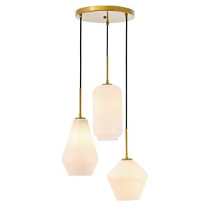 Gene 3-Light Pendant in Brass